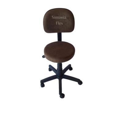 Imagem de Cadeira mocho com encosto secretaria - base com rodízio - regulagem de altura a gás  pra dentista tatuador suede marrom