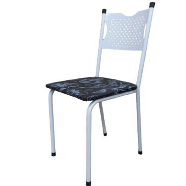 Imagem de Cadeira para Cozinha MC Tubular Almofadada Estrutura Branca com Assento Floral
