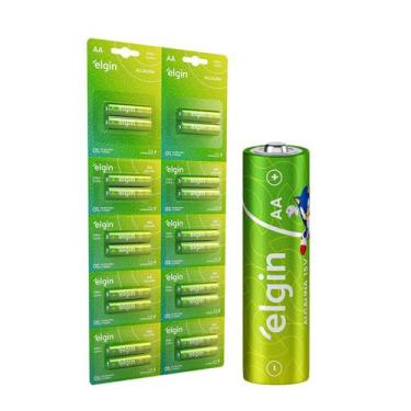Imagem de Pilha Alcalina AA Palito Elgin Blister Cartela Com 20 Unidades Durável