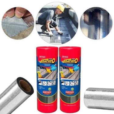Imagem de kit 2 Manta asfaltica adesiva aluminizada Impermeabilizante Para Telha