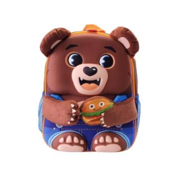 Imagem de Mochila Infantil Escolar Costas Grande Animais EVA Unissex Menino Meni