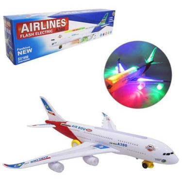 Imagem de Avião Bate e Volta Airbus A380 Com Som e Luz A Pilha Na Caixa. - DM TO
