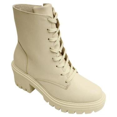 Imagem de Bota Coturno Feminino Casual Cano Curto Bebecê T5914.441, Aveia, 36