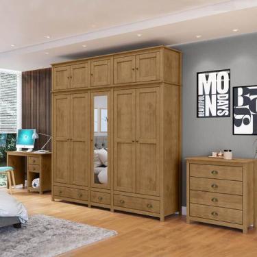 Imagem de Conjunto Quarto: Guarda-Roupa 10 Portas, Escrivaninha, Cômoda 4 Gaveta