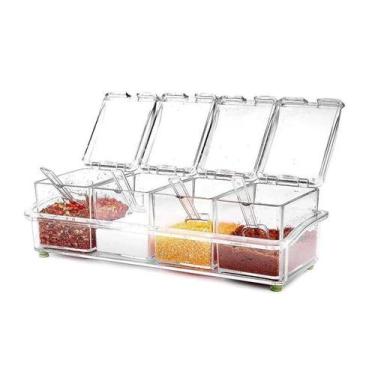 Imagem de Porta Condimento Tempero Acrílico Com Colher Organizador - K Online