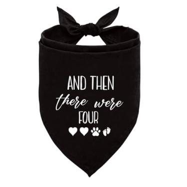 Imagem de Bandana de anúncio de bebê, bandana preta para cachorro, anúncio de anúncio de gênero e foto de anúncio de revelação de gênero e depois havia quatro bandana de cachorro, presente de bebê novo,