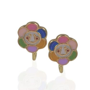 Imagem de Brinco de Pressão Infantil BP - Florzinha Colorida | Banhado a Ouro 18K ou Prata 925 | Clipe Ômega Francês (Ouro)
