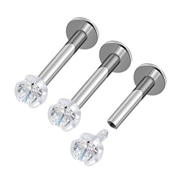 Imagem de 3 peças de aço cirúrgico bio top 16 g labret studs piercing joias Monroe Tragus cartilagem lábio medusa bola 2,5 mm mais opções, Aço inoxidável, Sem Pedra Preciosa