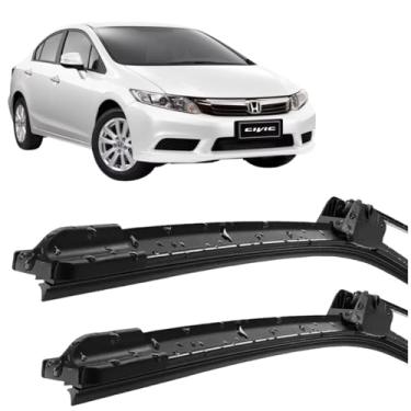 Imagem de Par Palheta Limpador ParaBrisa Civic 2012 2013 2014 2015 2016 Silicone Tipo Gancho