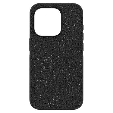 Imagem de Swarovski Capa alta para smartphone para Apple iPhone 15 Pro, tecido de cristal Swarovski preto com cristais pretos flatback, parte da coleção Swarovski High