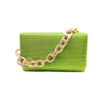 Imagem de CORIOS Bolsa de noite feminina quadrada bolsa clutch bolsa de casamento nupcial bolsa de lantejoulas brilhantes bolsa de ombro elegante, Amarelo, verde, Large