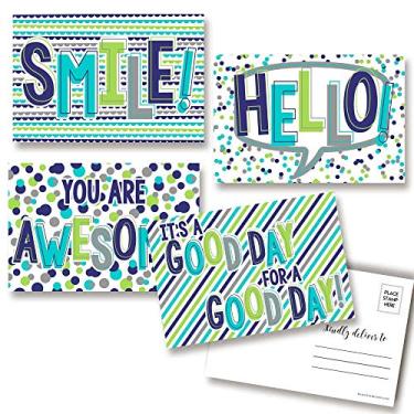 Imagem de It's A Great Day! Cartões postais em branco para crianças enviarem aos amigos, azul e verde total de 20 cartões de 10 x 15 cm (5 de cada design) por AmandaCreation