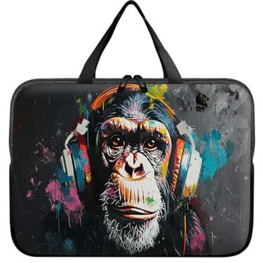 Imagem de Bolsa para laptop de 15 polegadas, bolsa de transporte fina com macaco musical durável, bolsa de viagem para laptop para MacBook Air M3/M2/15 Pro/Surface Laptop 7/6/5/4/3/ Dell XPS 15 Plus de 15