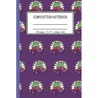 Imagem de Crocodile in race car notebook: 120 pages college ruled 6x9 in, a5 - to plan, organize and make notes: Get your 6x9 crocodile in the racing car book ... for all sports car fans and dinosaur fans.