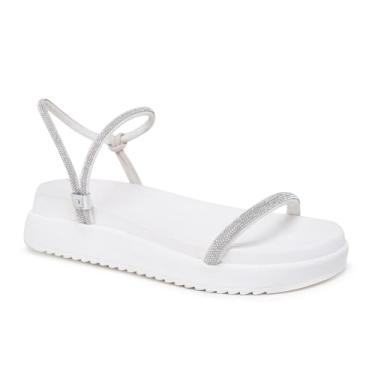 Imagem de Novo Hábito, Sandália Feminina Papete Tiras Multiuso com Brilho Aplicado Cor:Branco;Tamanho:40