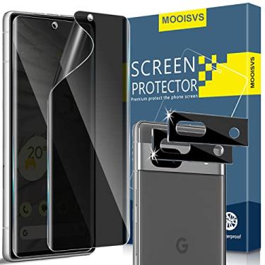 Imagem de MOOISVS [Pacote com 2 + 2 protetores de tela de privacidade flexíveis para Google Pixel 7A (não vidro temperado) + protetor de tela de lente, filme TPU flexível antiespião, fácil instalação