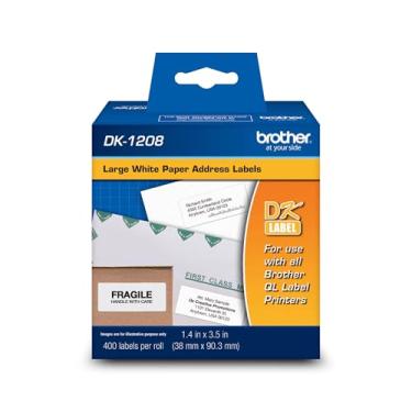 Imagem de Etiquetas de papel para impressoras Brother QL de corte de matriz Brother Original DK-1208, branco