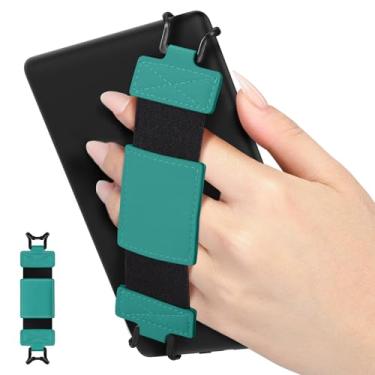 Imagem de MoKo Alça de mão macia para tablet Kindle eReaders Fire de 6 a 8 polegadas Kindle/Kobo/Voyaga/Lenovo/Sony Kindle E-Book, preto de alta elasticidade versátil alça de mão leve suporte de dedo, verde