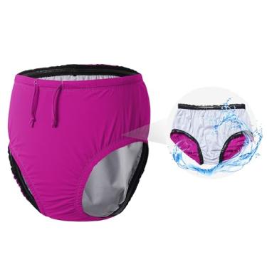 Imagem de Fraldas de natação reutilizáveis para adultos, impermeável, à prova de vazamento, roupa de banho para homens e mulheres com necessidades especiais (rosa, GG)