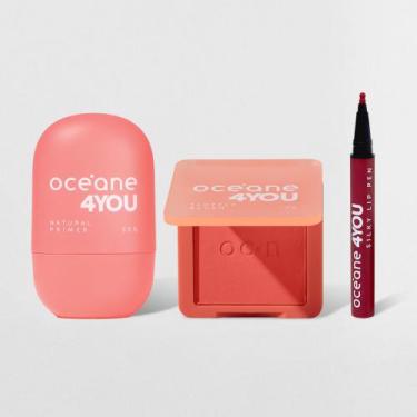 Imagem de Kit Blush Cremoso Coral + Caneta Batom Rosa + Primer Facial 4you (3 Pr