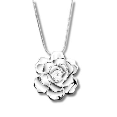 Imagem de Colar Feminino "Flor de Cerejeira" Banhado Prata Esterlina 925 Aço Inoxidável 316L, Pingente Floral 50cm – Acompanha Bolsa de Veludo