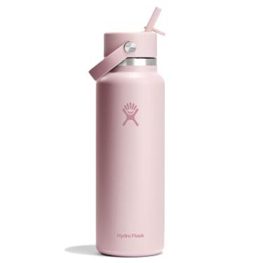 Imagem de Hydro Flask Garrafa de água - aço inoxidável isolado - tampa larga de palha, não derrama, à prova de vazamento em verde agave de 1,134 g