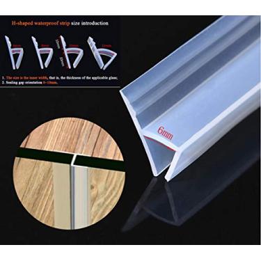 Imagem de 3 m Faixa de vedação de porta de vidro sem moldura de vedação de porta de chuveiro de silicone selo de janela para evitar vazamentos de chuveiro Flexível à prova de intempéries vedação para banheiro (tipo H 6 mm (1/4 polegada)