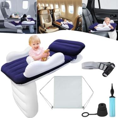 Imagem de Cama inflável de viagem infantil, cama de avião Abnaok para crianças, extensor de assento de avião para crianças – Cama de avião para colchão de ar para bebês, bomba lateral e cinto