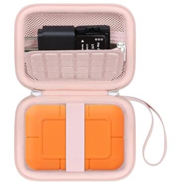 Imagem de Canboc Estojo de transporte para LaCie Rugged SSD Pro5 2TB 4TB externo drive de estado sólido, cabo de malha com zíper, rosa (apenas capa)