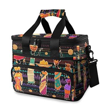 Imagem de Bolsa térmica feminina africana para piquenique, lancheira grande, reutilizável, macia, portátil, para praia, supermercado, acampamento, viagem para adultos, homens e mulheres