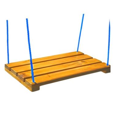 Imagem de Balanço de Madeira Tratada para Adultos e Crianças, com Cordas Azuis, Certificado Inmetro