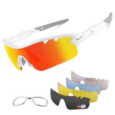 Imagem de Óculos de sol esportivo polarizado, masculino e feminino, com 5 lentes intercambiáveis para corrida, beisebol, golfe, ciclismo e outras atividades