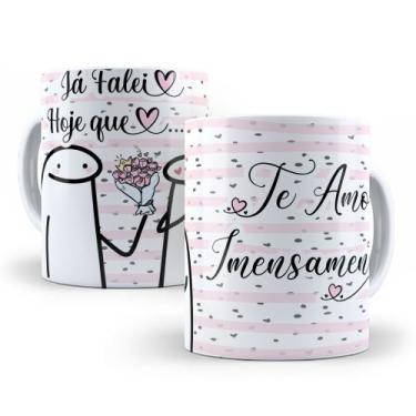 Imagem de Caneca de Cerâmica Branca 325ml Flork Namorados - Mecolour