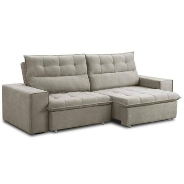 Imagem de Sofá Retrátil Reclinável 3 Lugares Sala De Estar 220cm Neruda F04 Linho Bege Escuro - Lyam Decor