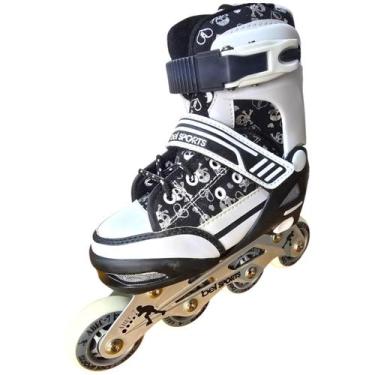 Imagem de Patins Infantil Preto Sacola Transporte Estampa Metalizada - BEL FIX