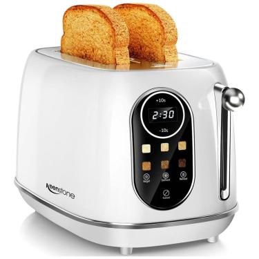Imagem de Torradeira 2 Fatias com Recursos para Bagel, 6 Níveis de Tostagem e Bandeja de Migalhas Removível, 110V 800W, Keenstone, Branca