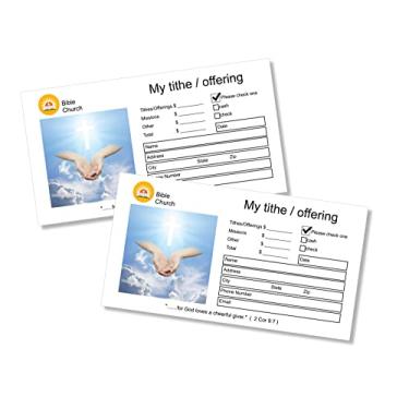 Imagem de Envelopes de dízimos e oferendas para igreja, 9,5 cm x 16 cm, papel de tecido branco de 11 kg, impressão colorida na parte frontal, aba gomada seca, 100 por pacote, feito e impresso nos EUA
