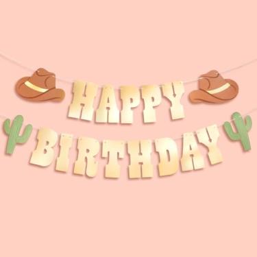 Imagem de xo, Fetti Banner de folha dourada de feliz aniversário ocidental - 1,5 m | Decorações de cowboy HBD, guirlanda do oeste selvagem, suprimentos de rodeio, Wild One Yeehaw Bday, decoração de vaqueira,
