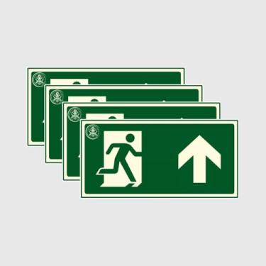 Imagem de Combo Placas Fotoluminescentes de Rota de Fuga - Sinalização de Emergência com 4 Placas (Frente, Direita e Esquerda) (Saída à Frente)