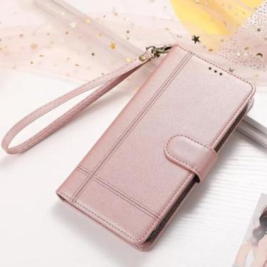 Imagem de HPQWN Para Galaxy A54 Mirror Wallet Flip Case Couro de Luxo (Para Galaxy A54/Rose)