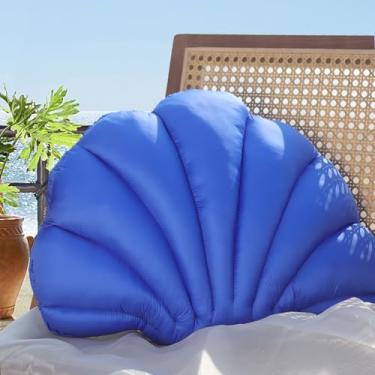 Imagem de YRXRUS Almofada de concha para ambientes externos, travesseiros de concha azul marinho, 43 x 33 cm, à prova d'água, para praia, pátio, móveis, sofá, jardim, varanda, sofá, decoração de casa, presente