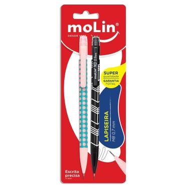 Imagem de Molin Lapiseira 0,7 mm Kit 2 Estampas Sortidas com Borracha no Topo