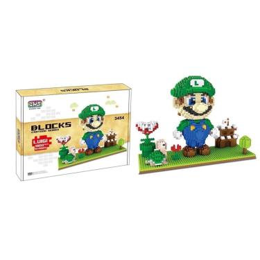 Imagem de Luigi Bloco De Montar Super Mário Bros 1800 pçs Brinquedo
