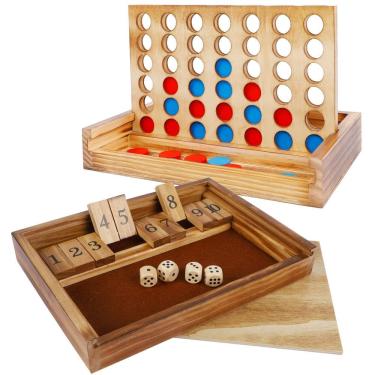 Imagem de Conjunto de jogos de tabuleiro Glintoper Shut The Box e 4 in a Row Tables