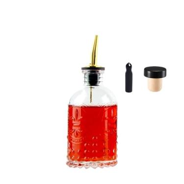 Imagem de Shining Craft Garrafa de xarope simples, dispensador de xarope de café de vidro 200 ml com bico de metal, etiquetas e tampa, dispensador de xarope de vidro para óleo de xarope de mel de bordo e