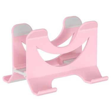 Imagem de Suporte para laptop Suporte vertical para laptop com trava de gravidade, suporte ajustável para laptop, suporte de mesa, 3 cores Elevador para laptop(Pink)