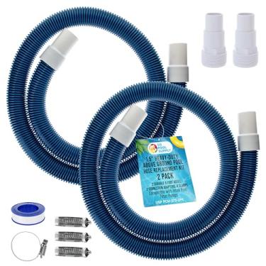 Imagem de U.S. Pool Supply Kit de substituição de mangueira de piscina acima do solo resistente de 3,8 cm - 2 mangueiras duráveis de 1,8 m, 2 adaptadores de conexão, 4 braçadeiras - compatível com bombas de