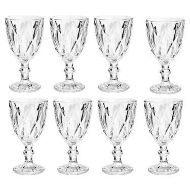 Imagem de Copo Taça Vidro Diamante Transparente Para Agua 300ml 8Un - ECO'S