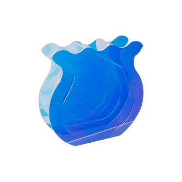 Imagem de LC LICTOP Vaso de acrílico transparente para decoração de casa, suporte de flores coloridas criativo, centro de mesa, decoração de sala de estar, 19 x 19 cm, azul polarizado