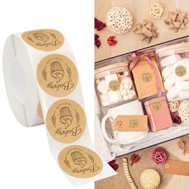 Imagem de Fssqii 500 peças de adesivos de padaria feitos à mão para frascos de pedreiro, etiquetas de selagem, adesivos para embalagem, etiquetas adesivas redondas para compras, círculo de pequenas empresas